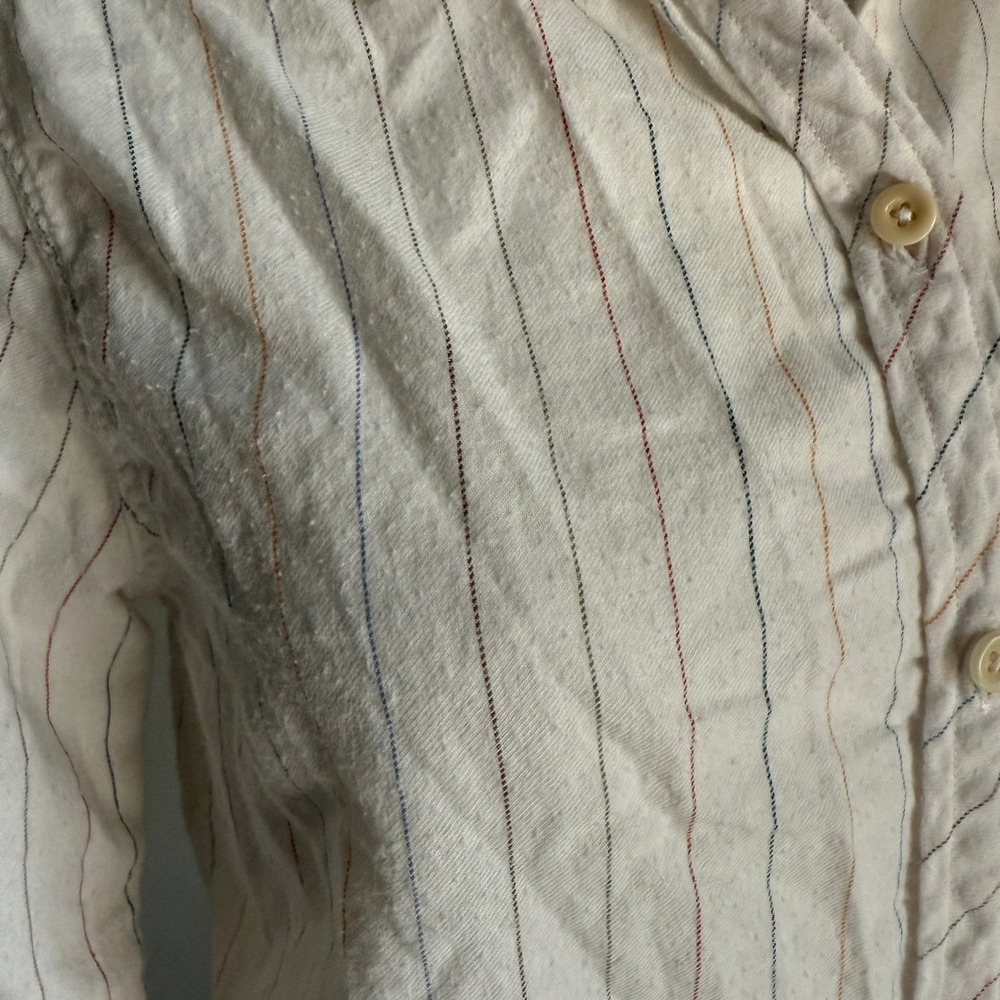 Faherty Women's Organic Cotton Striped Button Down Shirt White Small Long Sleeve - Picture 2 of 8